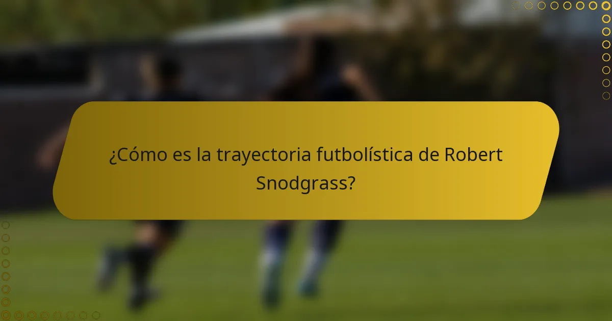 ¿Cómo es la trayectoria futbolística de Robert Snodgrass?