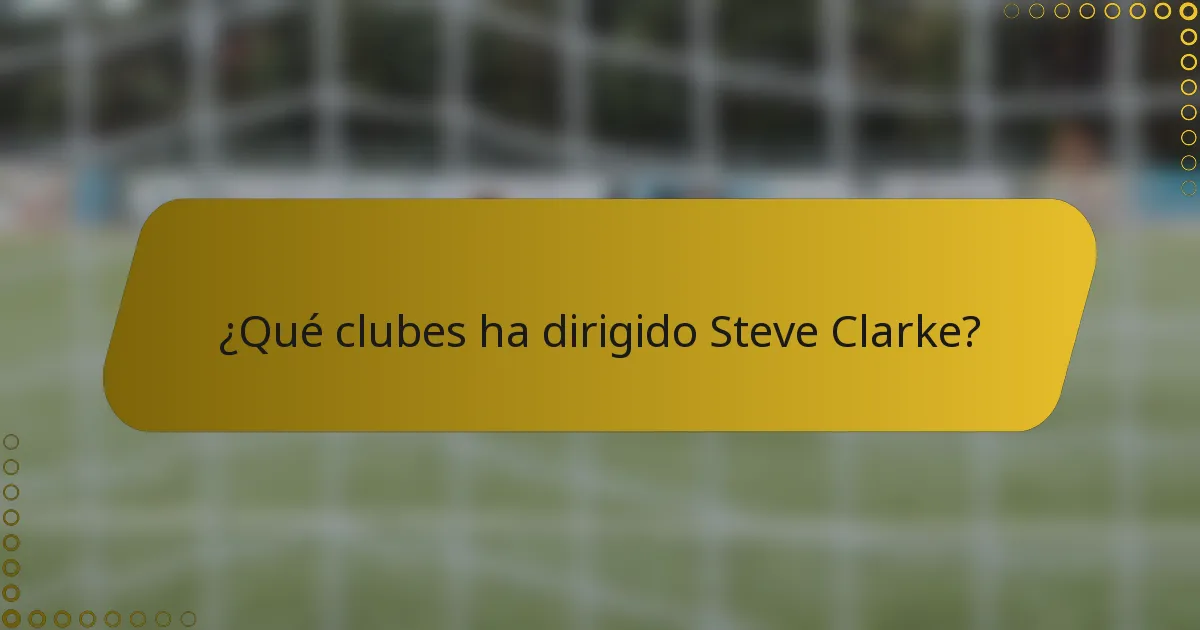 ¿Qué clubes ha dirigido Steve Clarke?