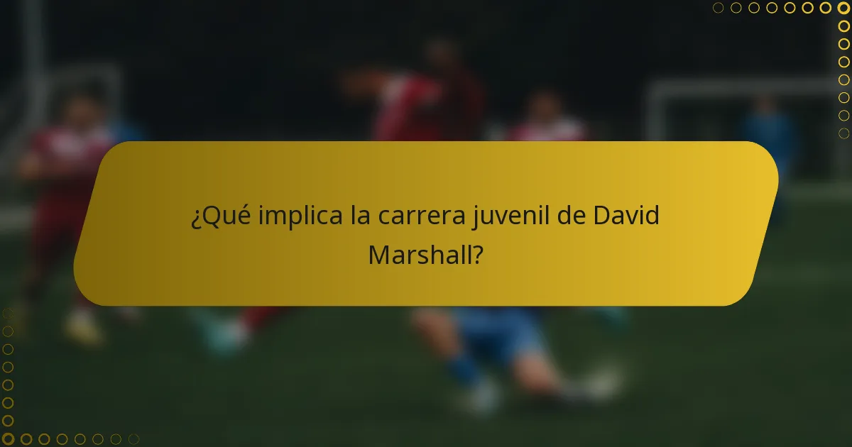 ¿Qué implica la carrera juvenil de David Marshall?